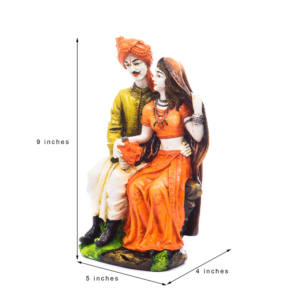 Polyresin Rajasthani Man And Women Statue Decorative Human Figurines Home Decor Showpiece Kafalo