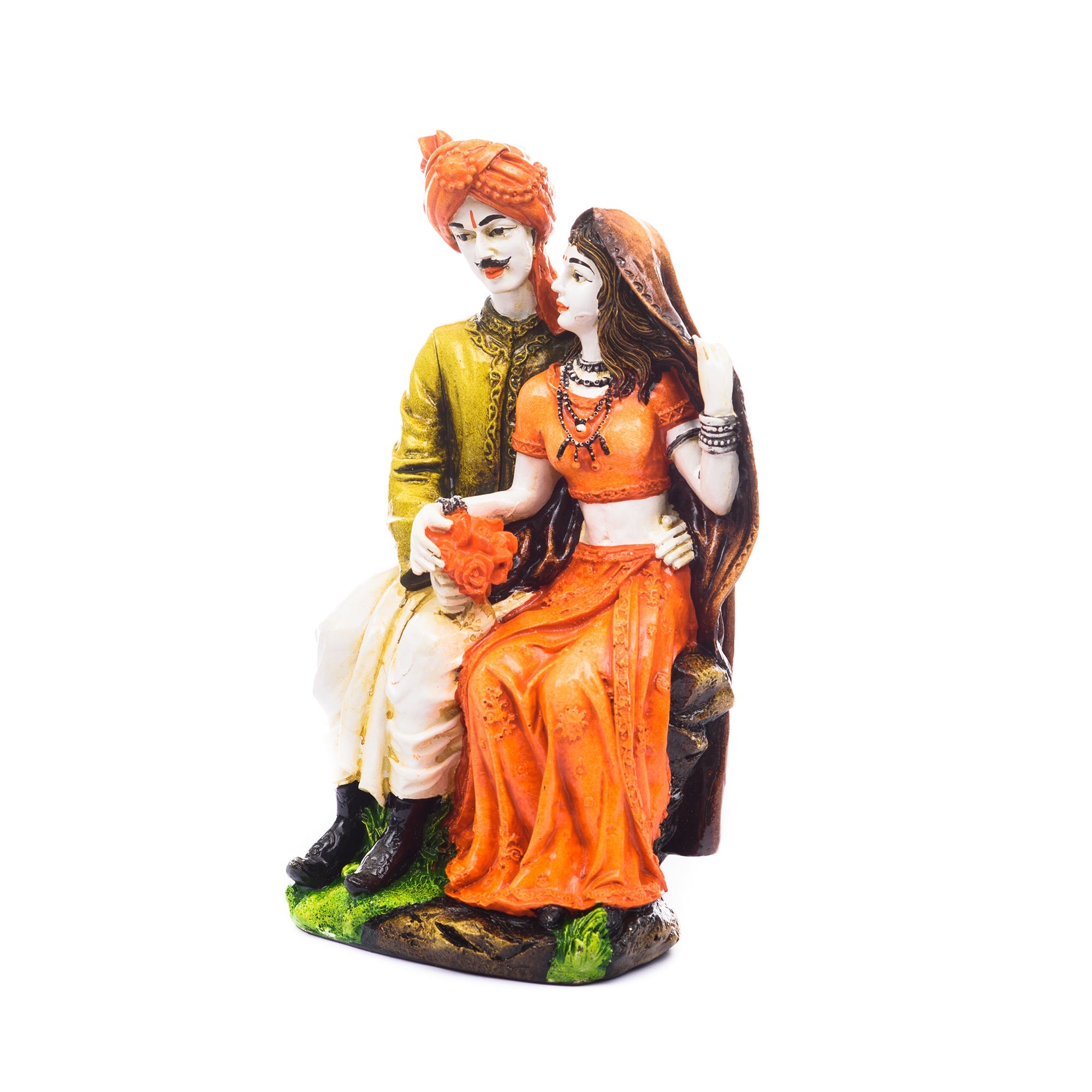 Polyresin Rajasthani Man And Women Statue Decorative Human Figurines Home Decor Showpiece Kafalo
