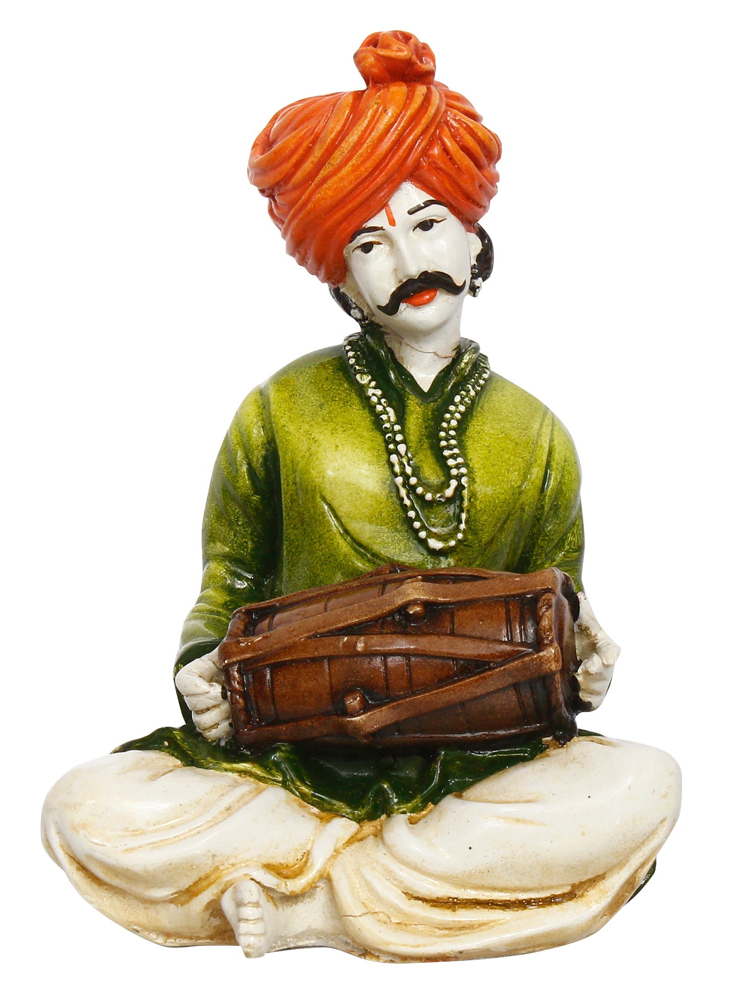 Polyresin Rajasthani Musician Men Statue Playing Dholak Human Figurines Home Decor Showpiece Kafalo