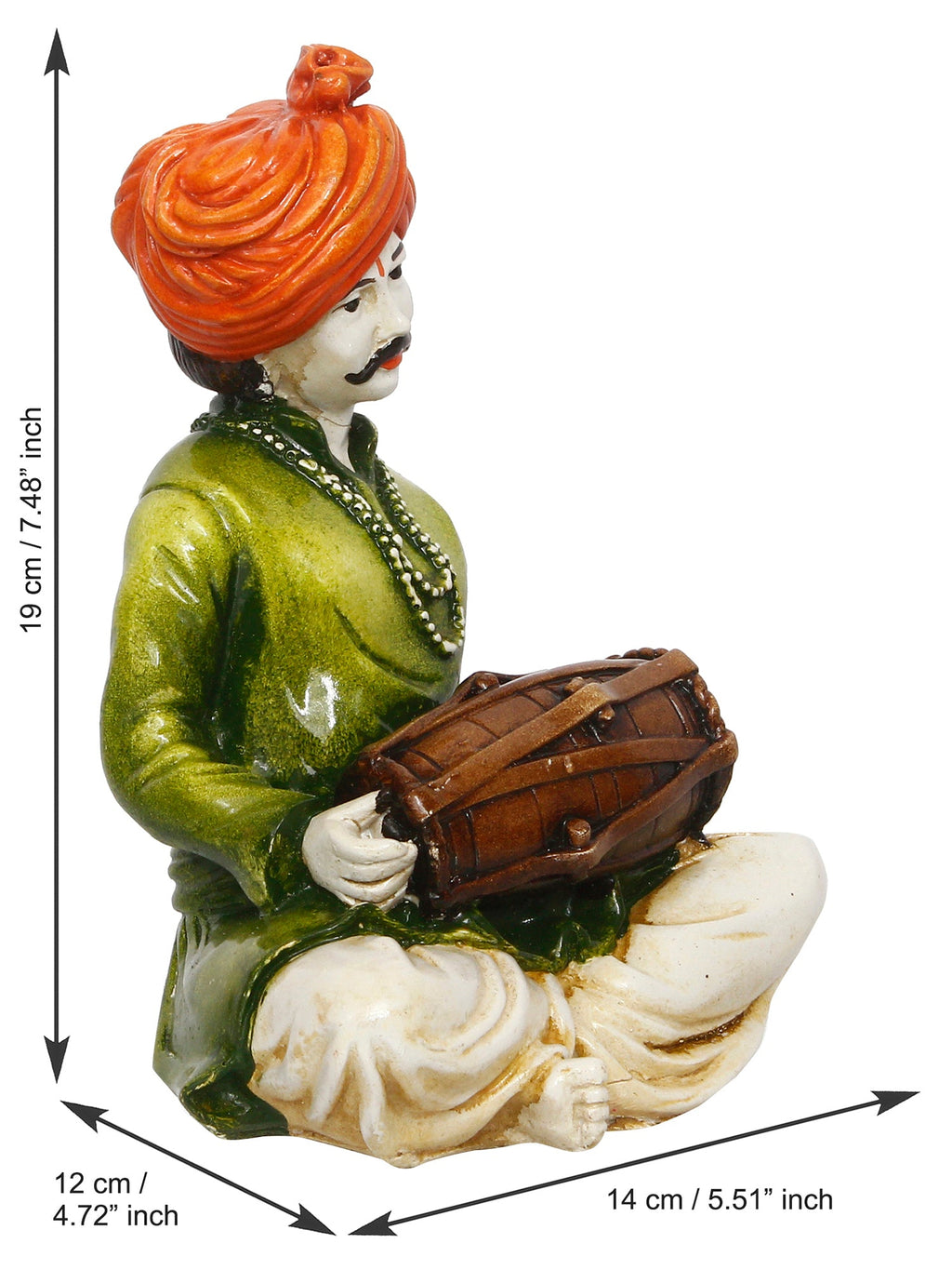 Polyresin Rajasthani Musician Men Statue Playing Dholak Human Figurines Home Decor Showpiece Kafalo