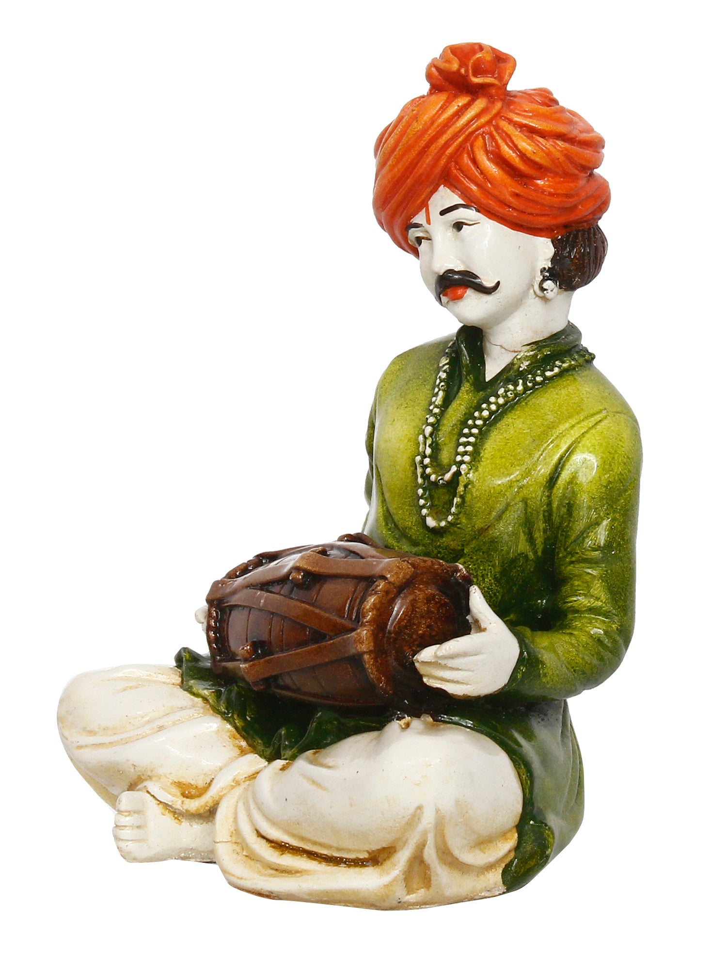 Polyresin Rajasthani Musician Men Statue Playing Dholak Human Figurines Home Decor Showpiece Kafalo