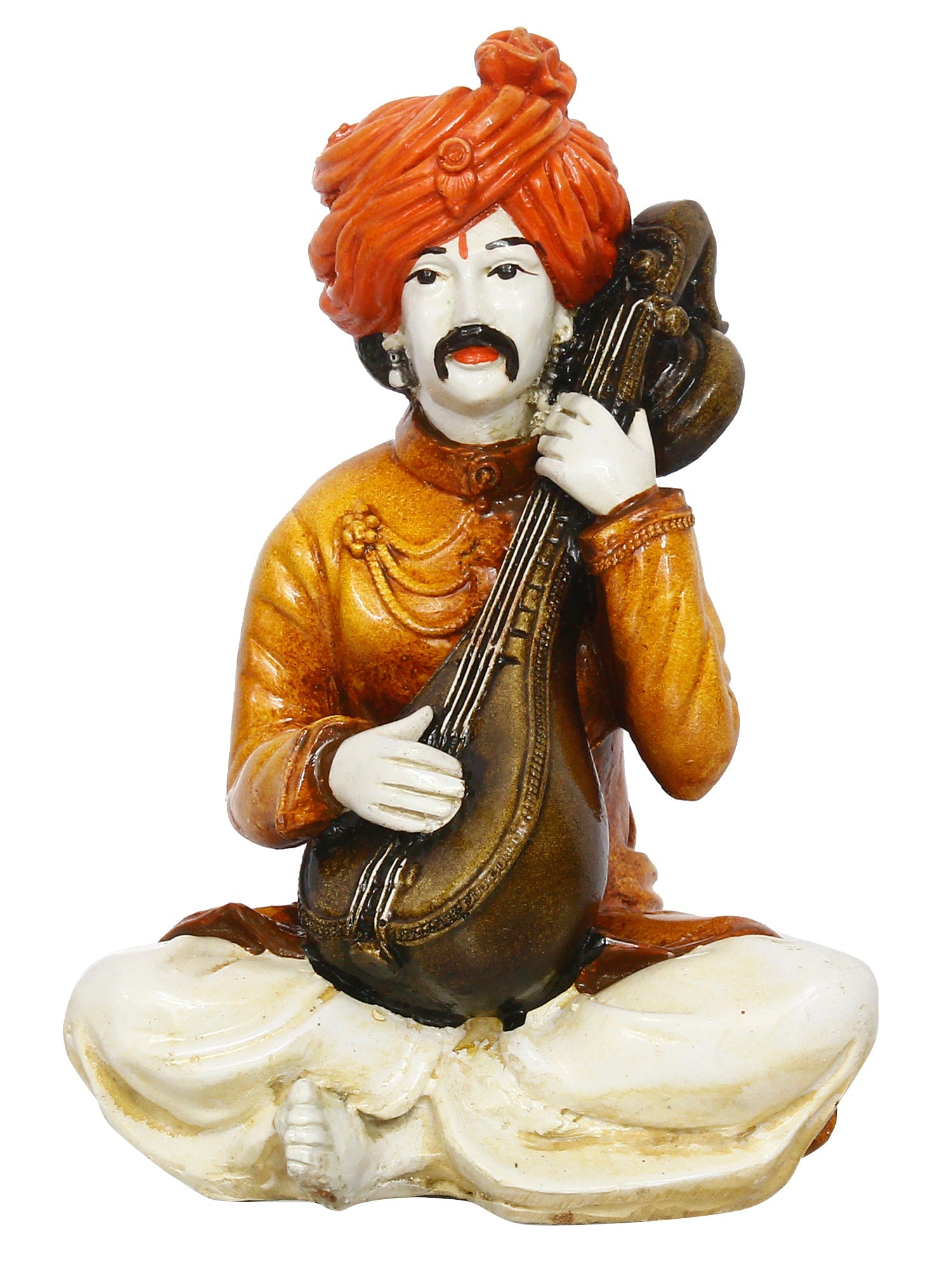 Polyresin Rajasthani Musician Men Statue Playing Sitar Human Figurines Home Decor Showpiece Kafalo