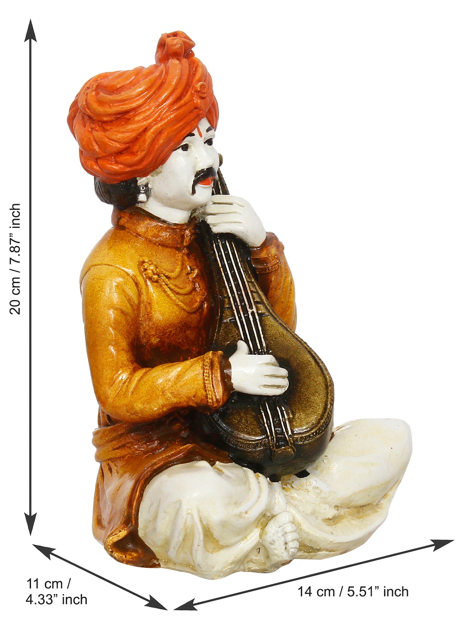 Polyresin Rajasthani Musician Men Statue Playing Sitar Human Figurines Home Decor Showpiece Kafalo