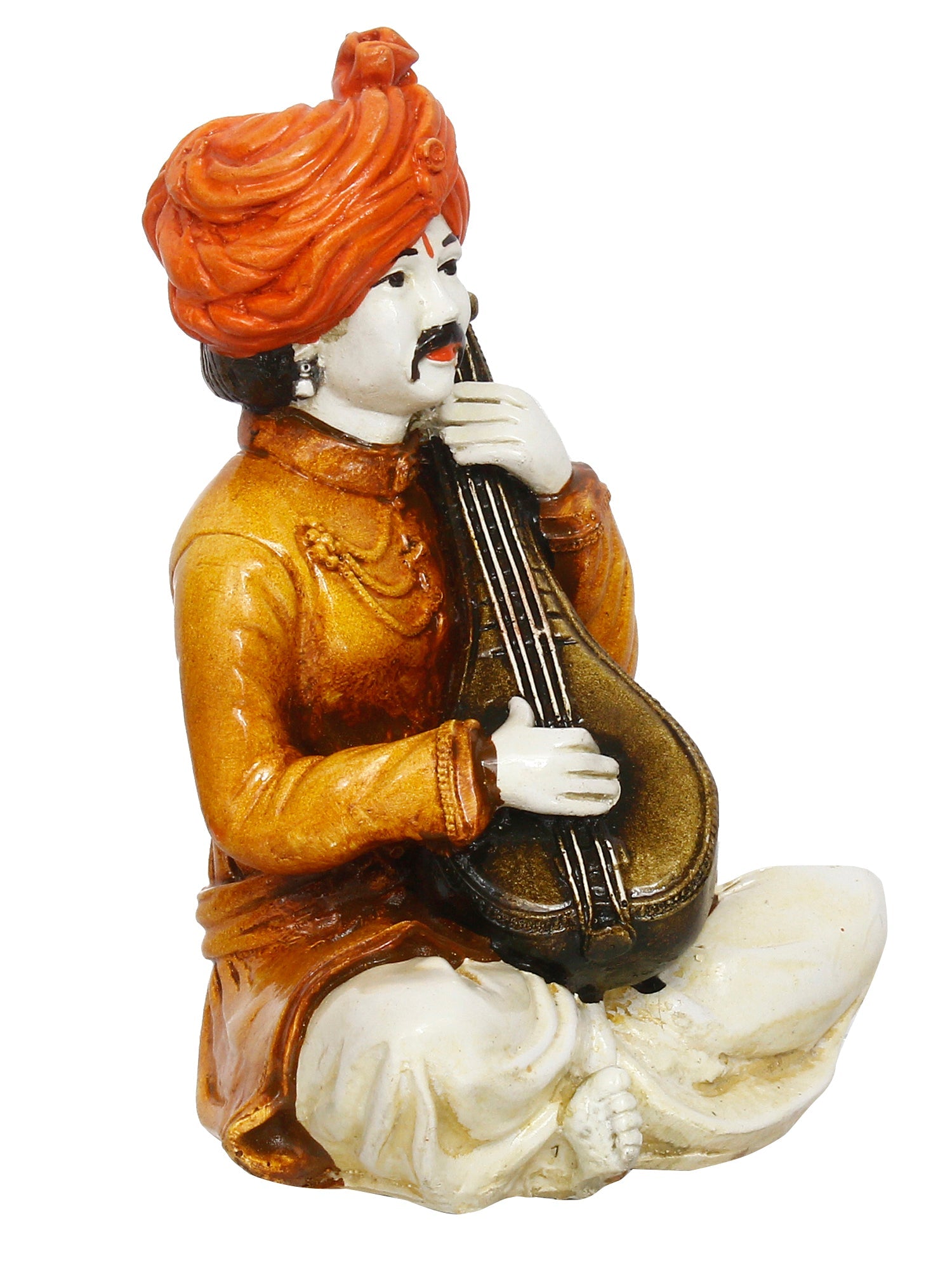 Polyresin Rajasthani Musician Men Statue Playing Sitar Human Figurines Home Decor Showpiece Kafalo