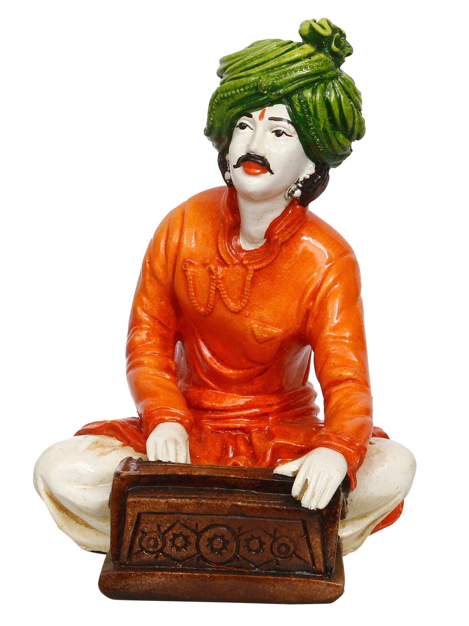 7.5 Inch Rajasthani Men Musician Playing Harmonium Handcrafted Decorative Polyresin Showpiece Kafalo