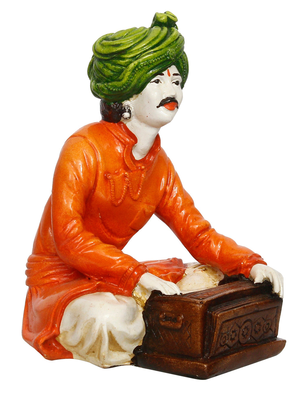 7.5 Inch Rajasthani Men Musician Playing Harmonium Handcrafted Decorative Polyresin Showpiece Kafalo