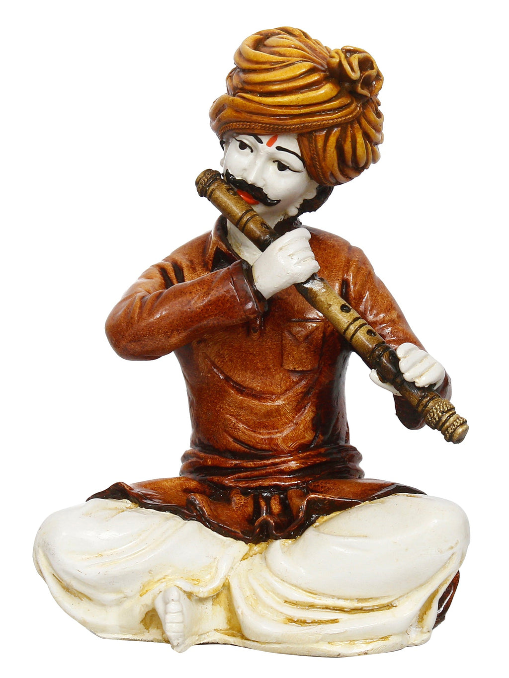Polyresin Rajasthani Musician Men Statue Playing Flute Human Figurines Home Decor Showpiece Kafalo