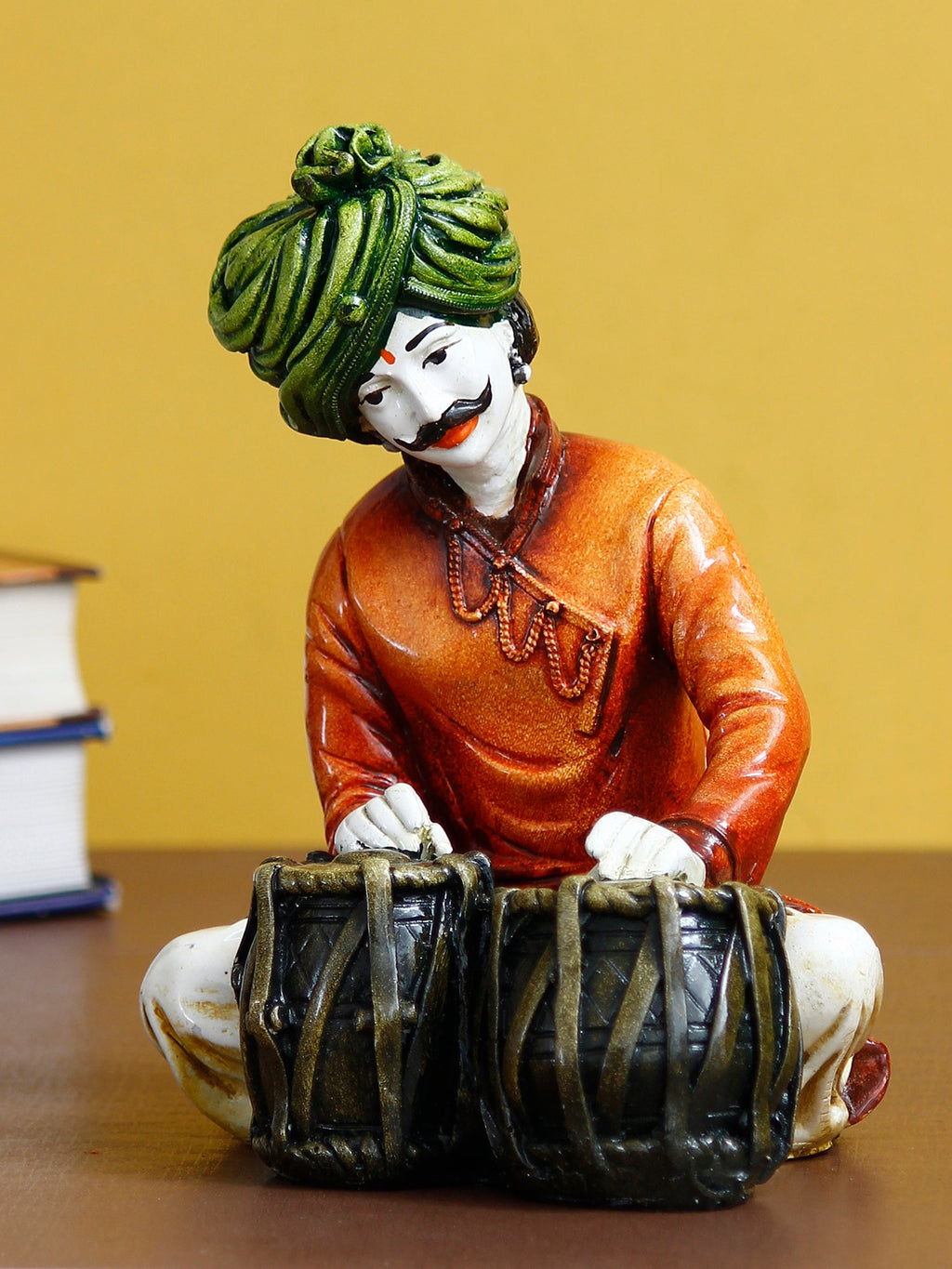 Polyresin Rajasthani Musician Men Statue Playing Tabla Human Figurines Home Decor Showpiece Kafalo