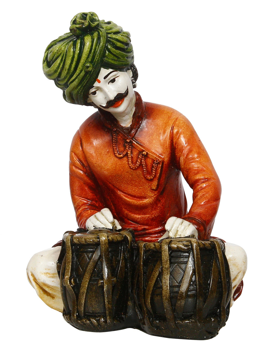 Polyresin Rajasthani Musician Men Statue Playing Tabla Human Figurines Home Decor Showpiece Kafalo