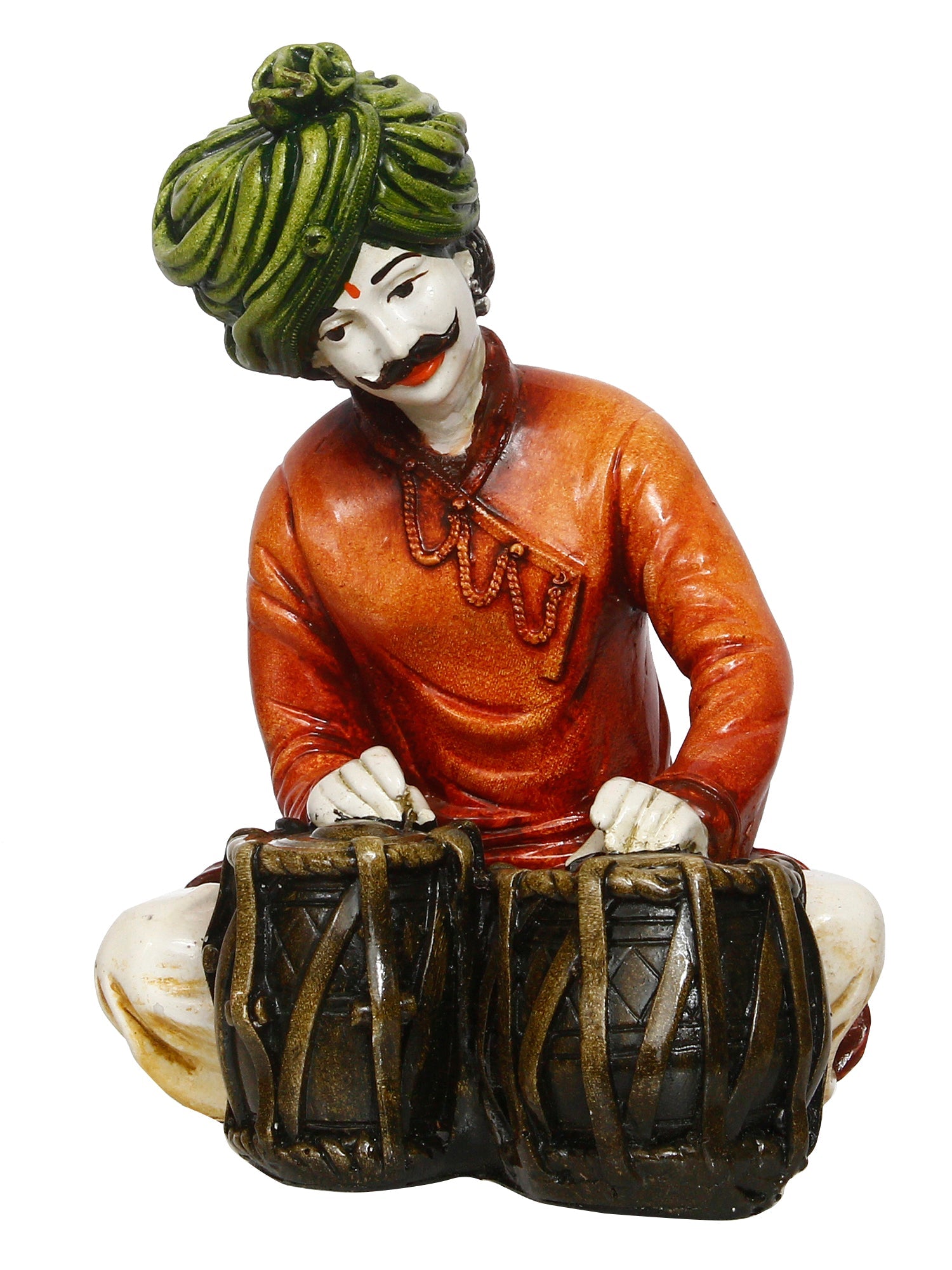 Polyresin Rajasthani Musician Men Statue Playing Tabla Human Figurines Home Decor Showpiece Kafalo