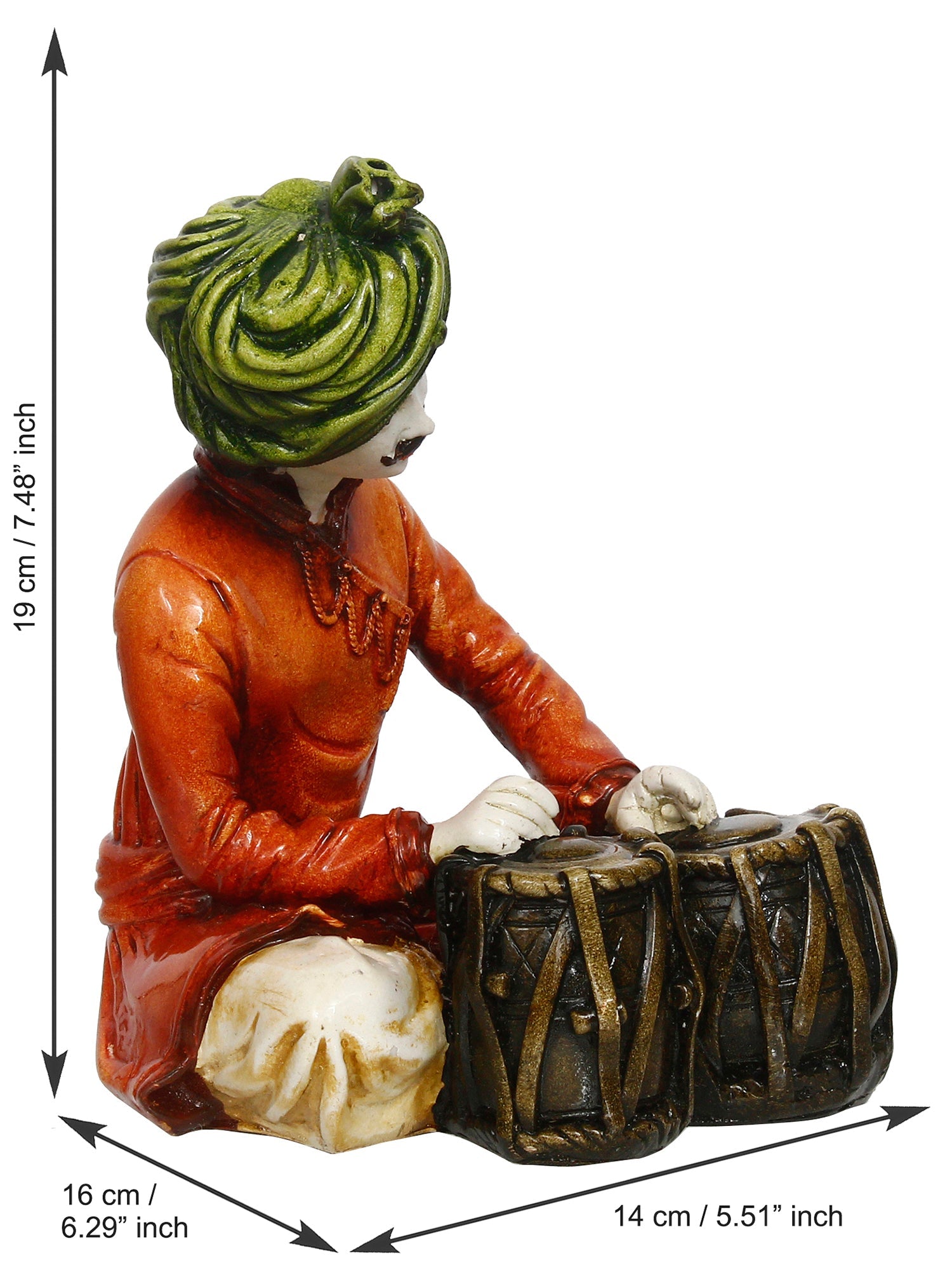 Polyresin Rajasthani Musician Men Statue Playing Tabla Human Figurines Home Decor Showpiece Kafalo