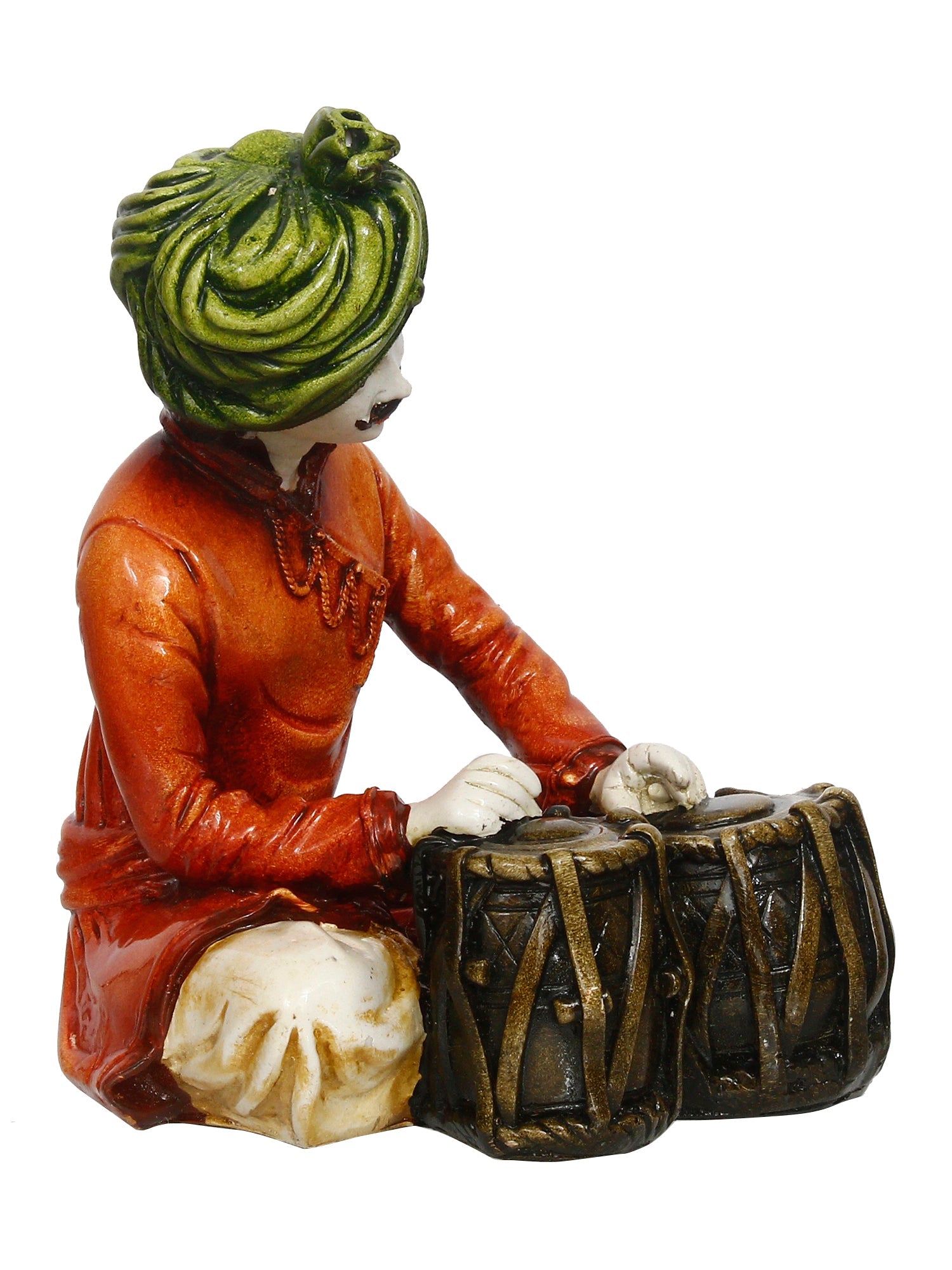Polyresin Rajasthani Musician Men Statue Playing Tabla Human Figurines Home Decor Showpiece Kafalo
