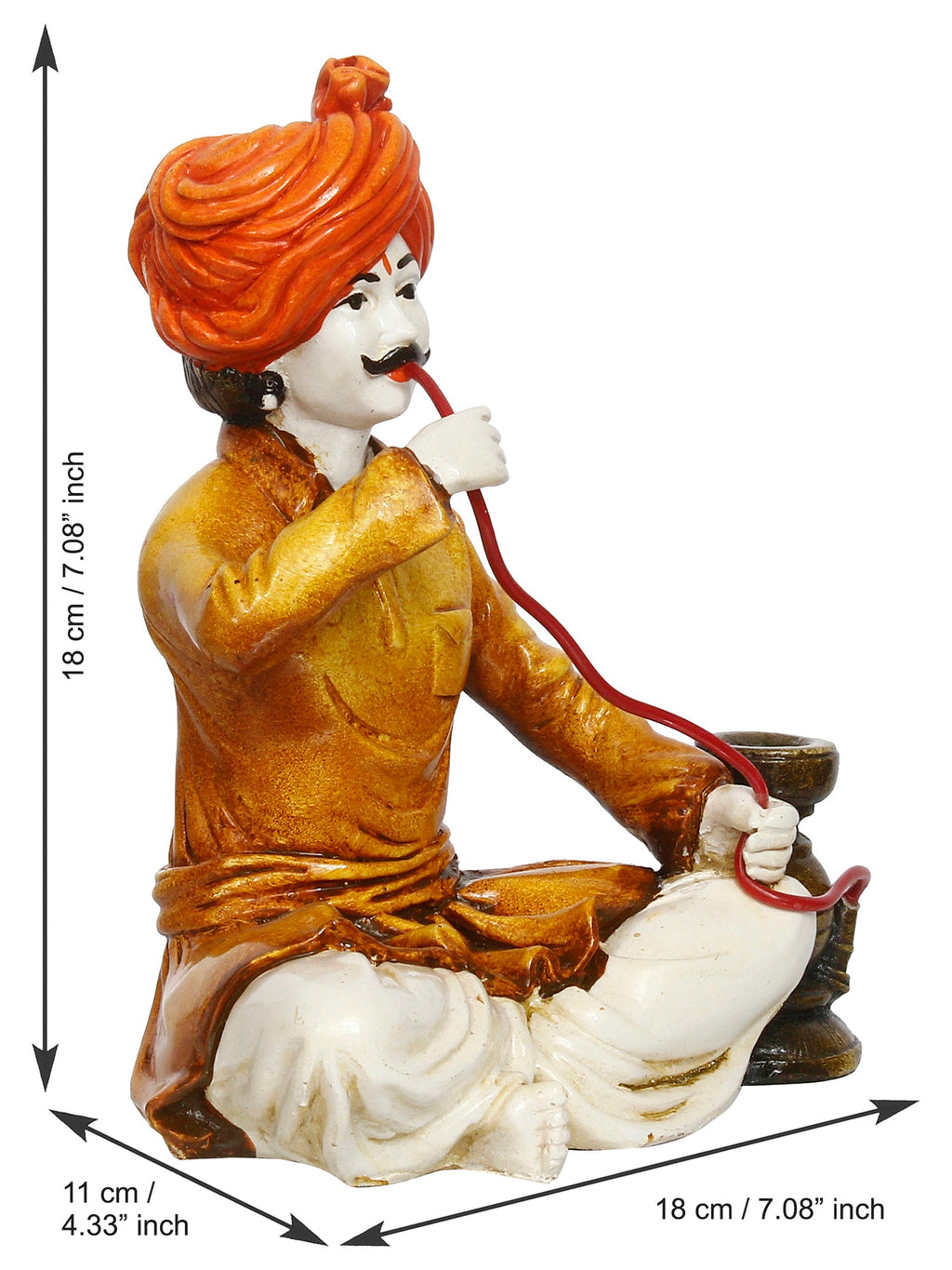 Polyresin Rajasthani Men Statue Using Hookah Decorative Human Figurines Decorative Showpiece Kafalo