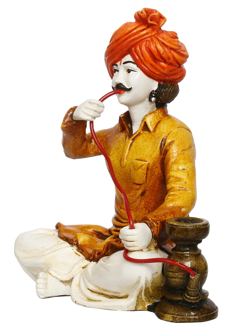 Polyresin Rajasthani Men Statue Using Hookah Decorative Human Figurines Decorative Showpiece Kafalo