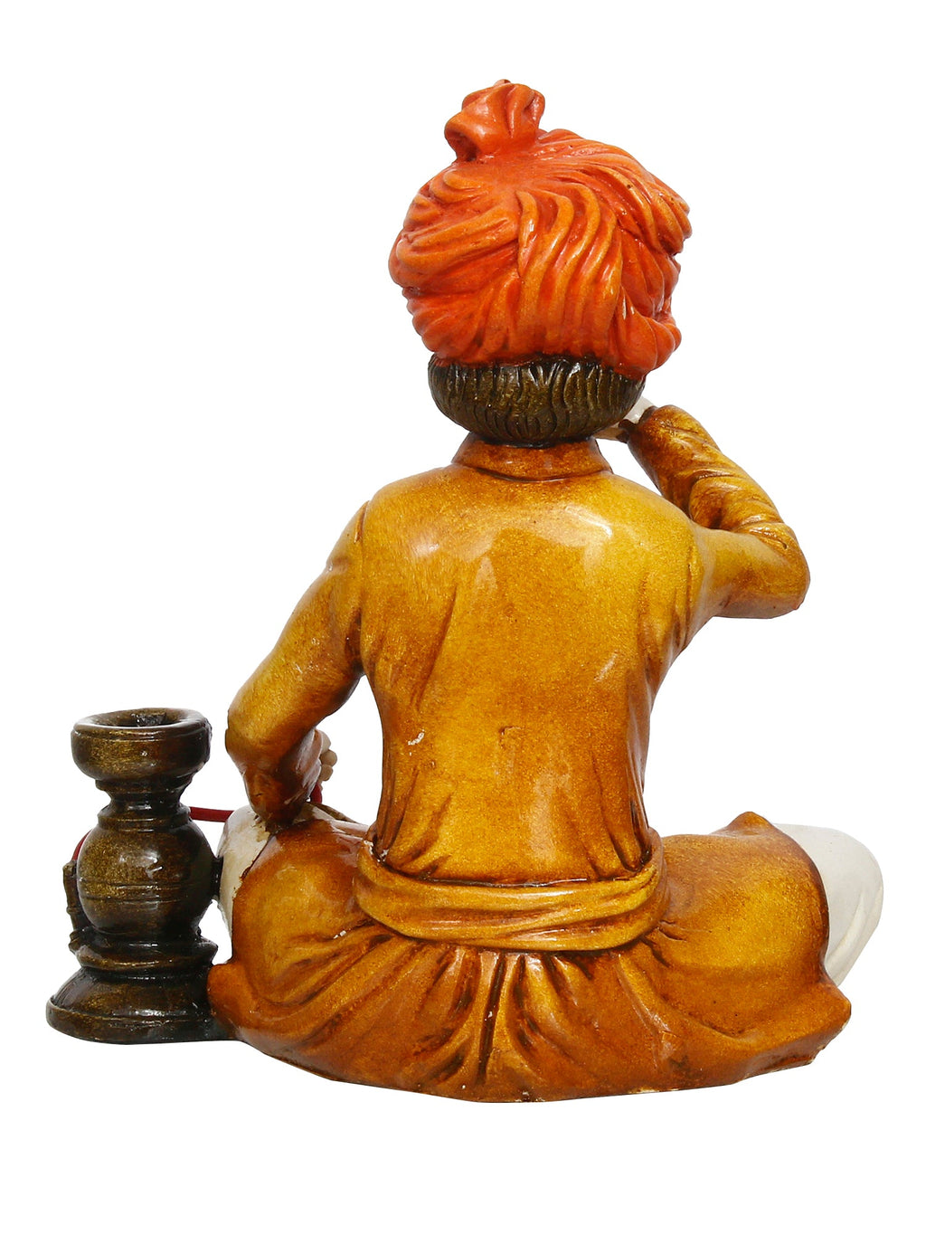 Polyresin Rajasthani Men Statue Using Hookah Decorative Human Figurines Decorative Showpiece Kafalo