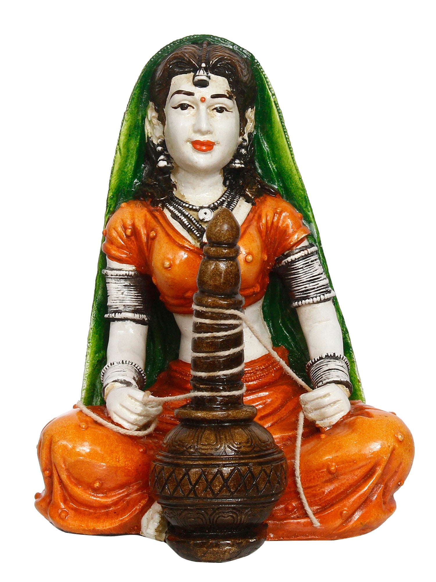 Polyresin Rajasthani Women Preparing Makkhan Statue Human Figurine Decorative Showpiece Kafalo