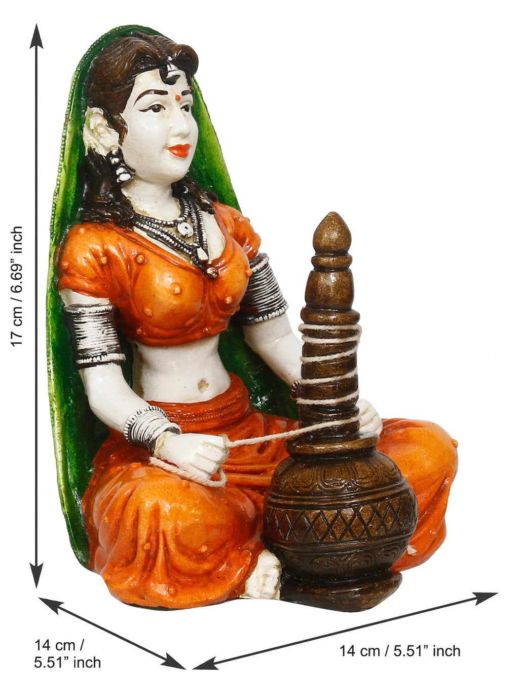 Polyresin Rajasthani Women Preparing Makkhan Statue Human Figurine Decorative Showpiece Kafalo