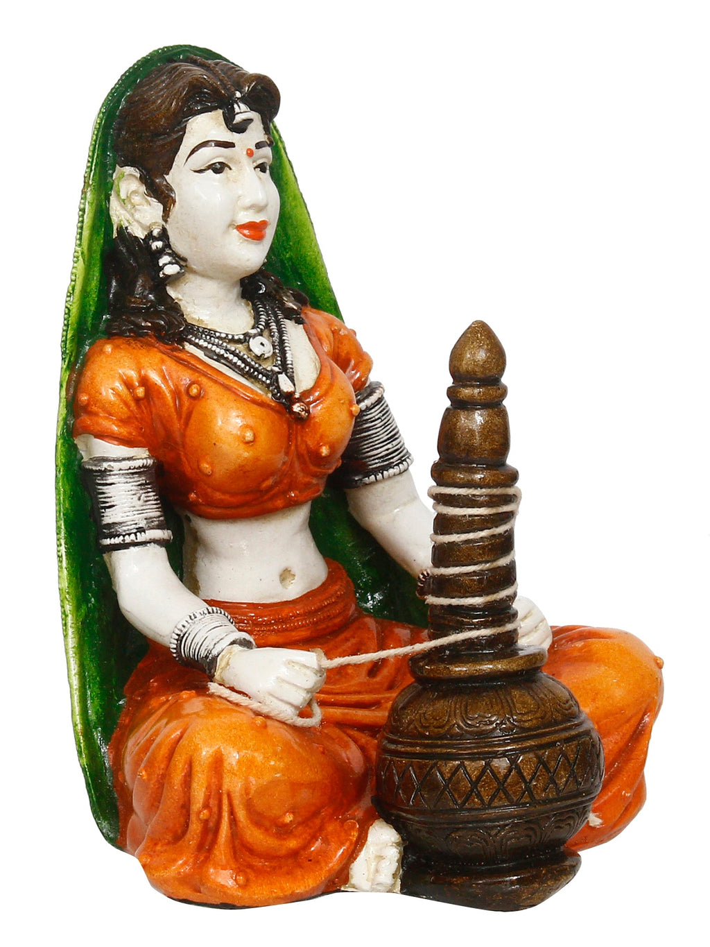 Polyresin Rajasthani Women Preparing Makkhan Statue Human Figurine Decorative Showpiece Kafalo