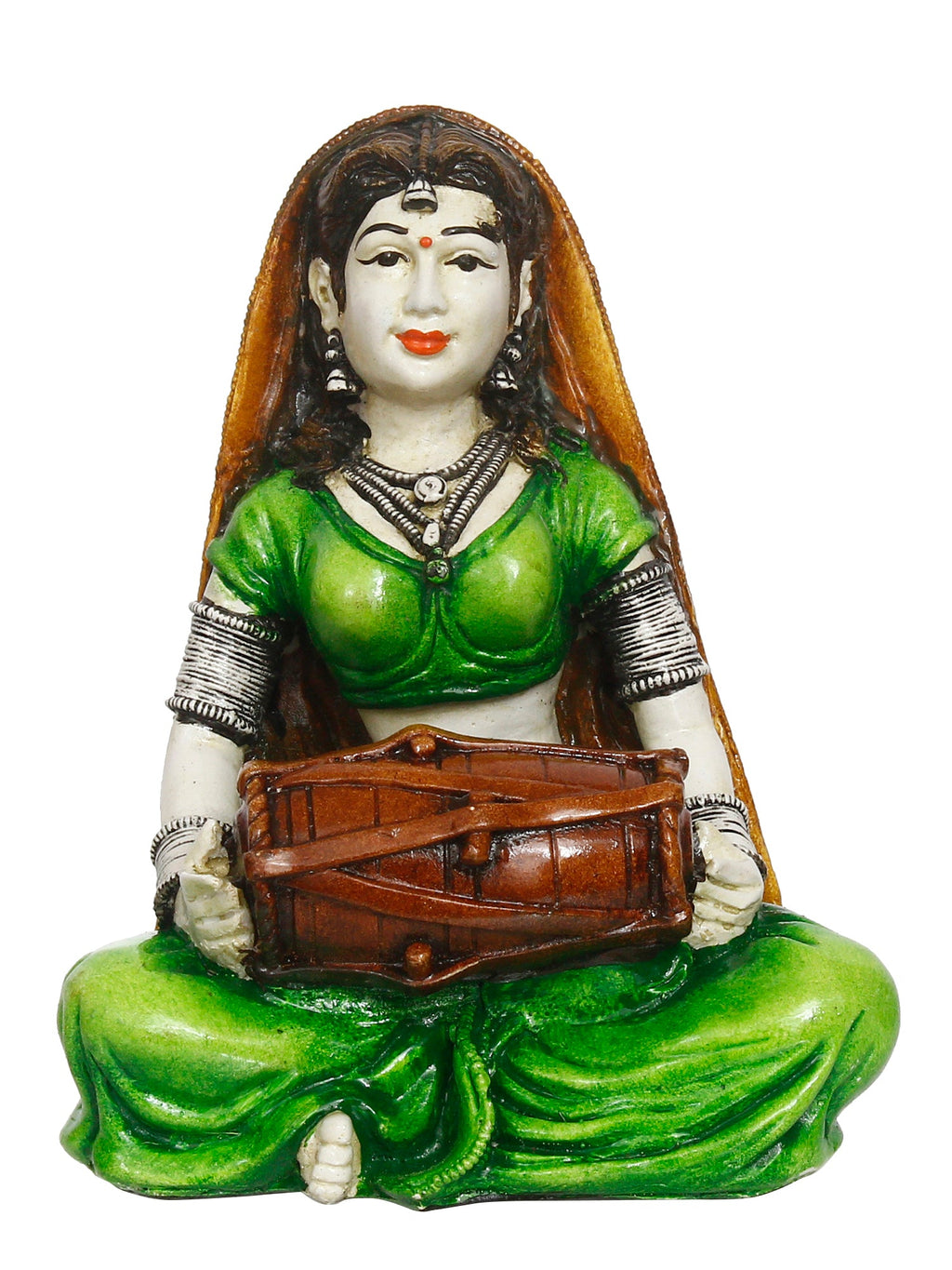 Rajasthani Lady Playing Dholak Handcrafted Decorative Polyresin Showpiece Kafalo