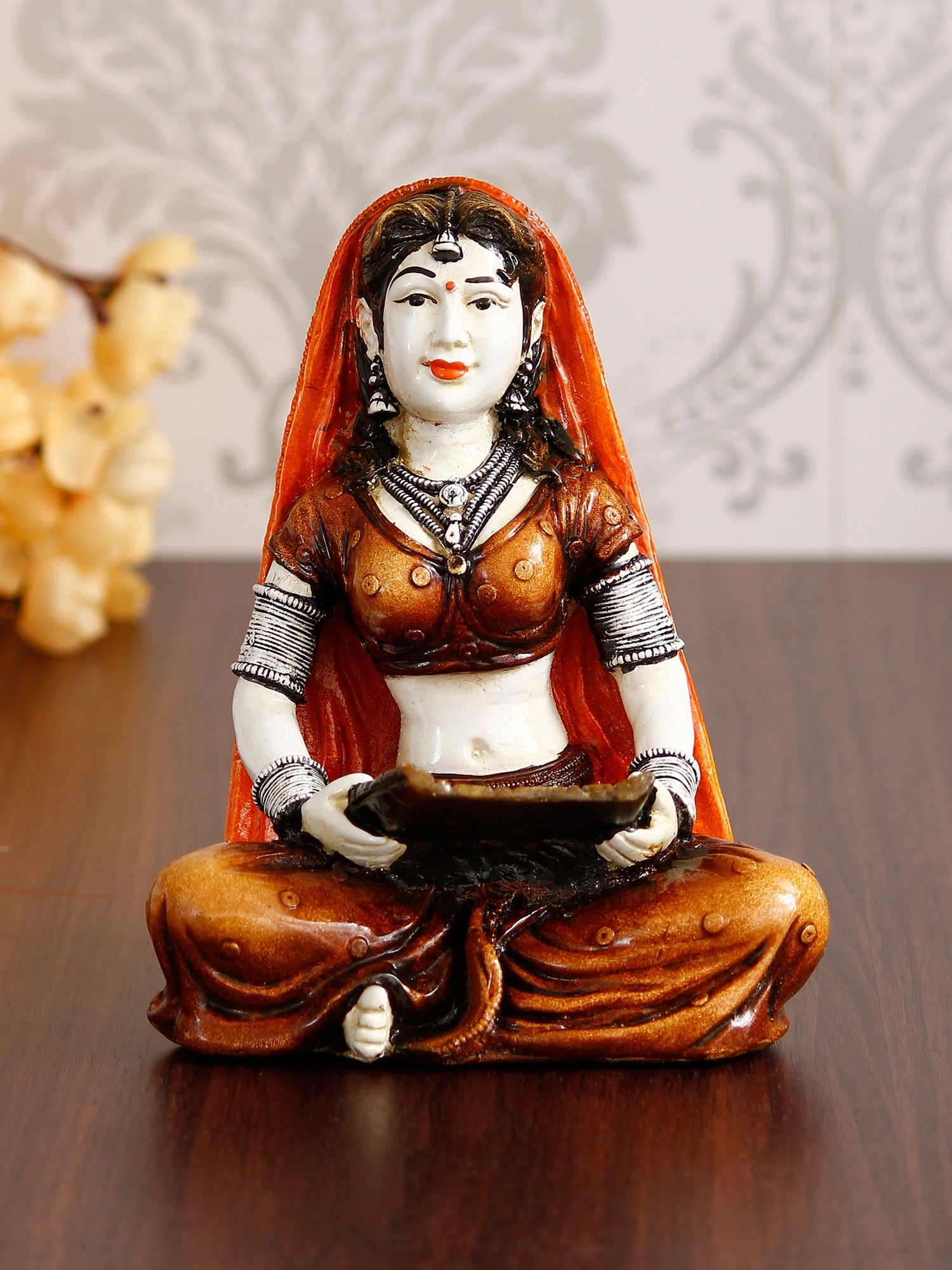 Polyresin Rajasthani Women Cleaning Grains Using Traditional Techniques Human Figurine Decorative Showpiece Kafalo
