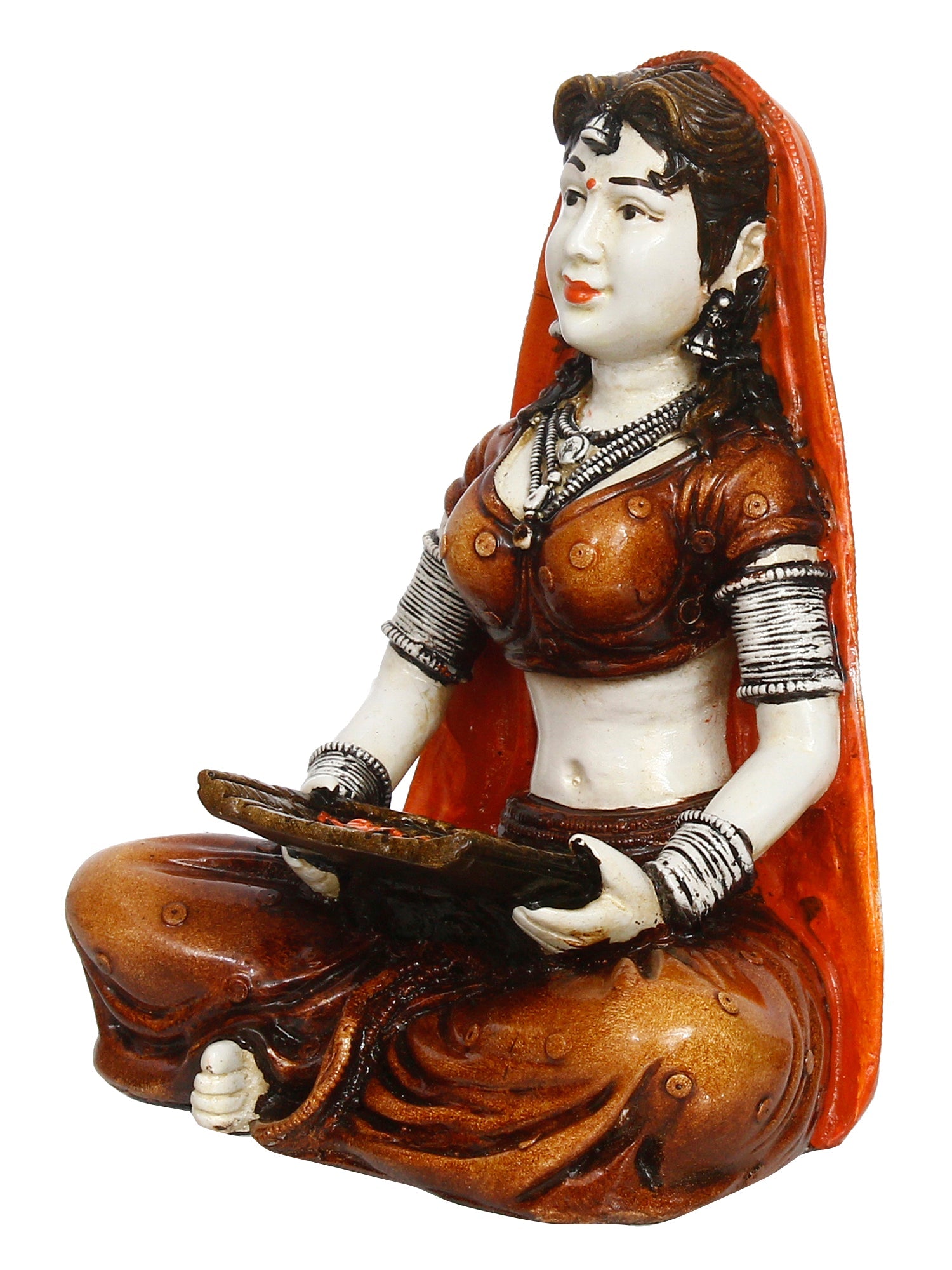 Polyresin Rajasthani Women Cleaning Grains Using Traditional Techniques Human Figurine Decorative Showpiece Kafalo