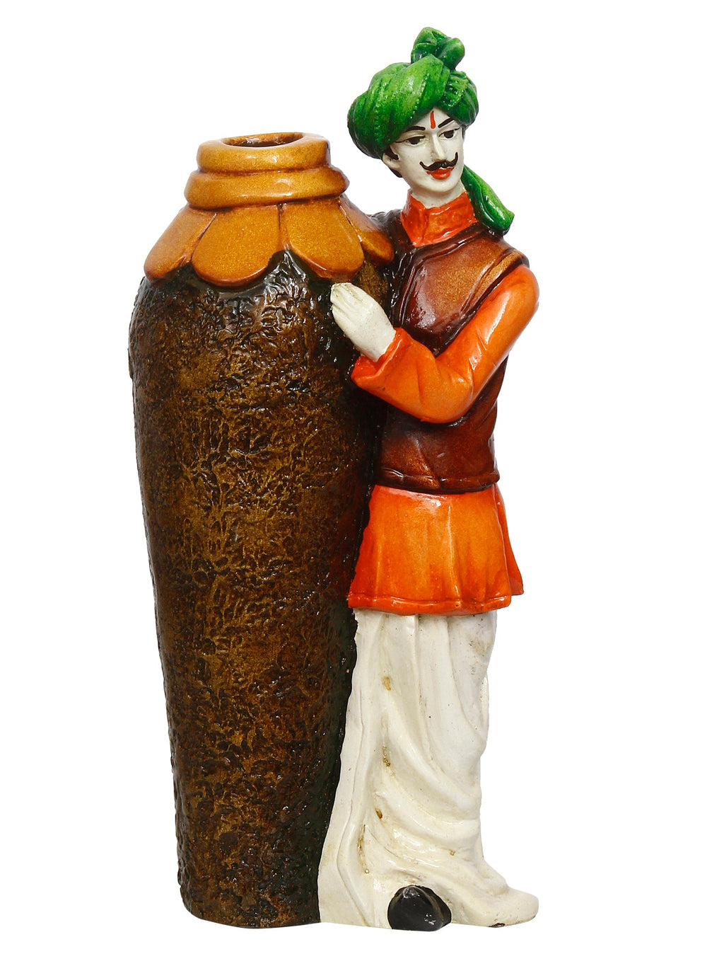 Rajasthani Men with Flower Pot Decorative Handcrafted Polyresin Showpiece Kafalo