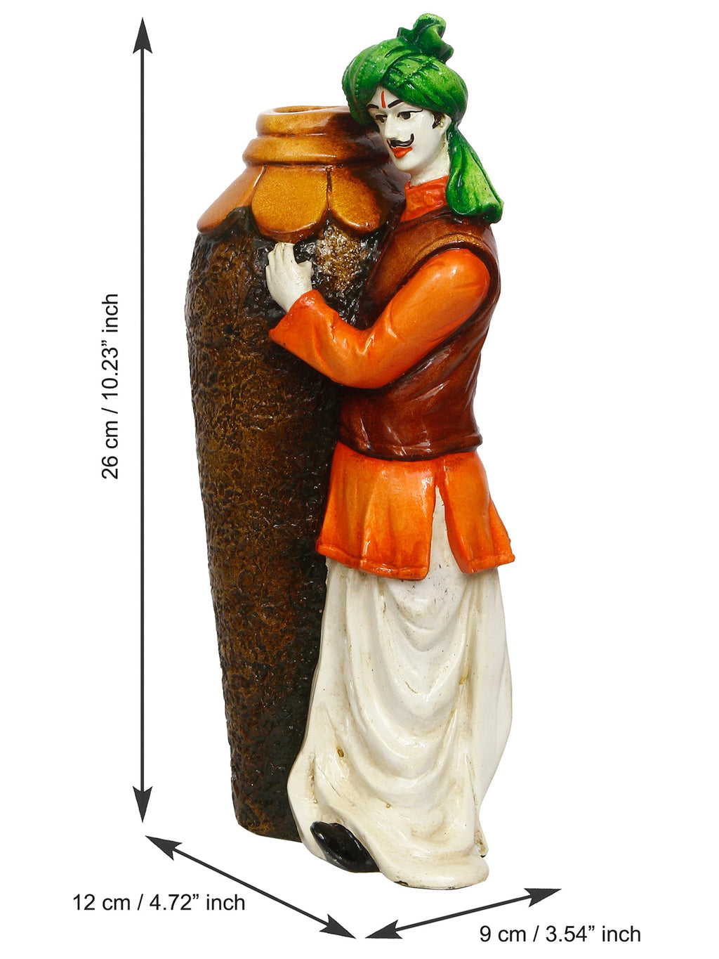 Rajasthani Men with Flower Pot Decorative Handcrafted Polyresin Showpiece Kafalo