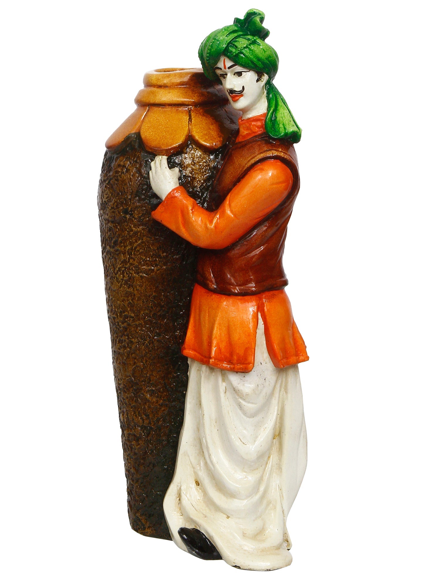 Rajasthani Men with Flower Pot Decorative Handcrafted Polyresin Showpiece Kafalo