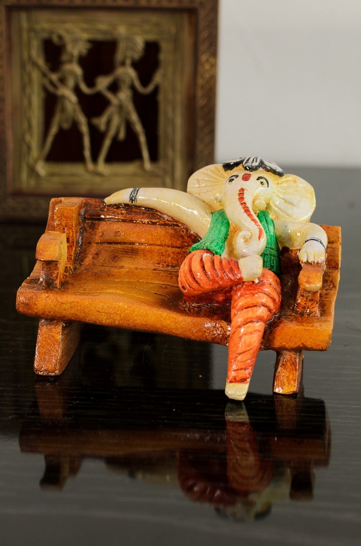 Polyresin Lord Ganesha in McDonald Style Visiting Card Holder Kafalo