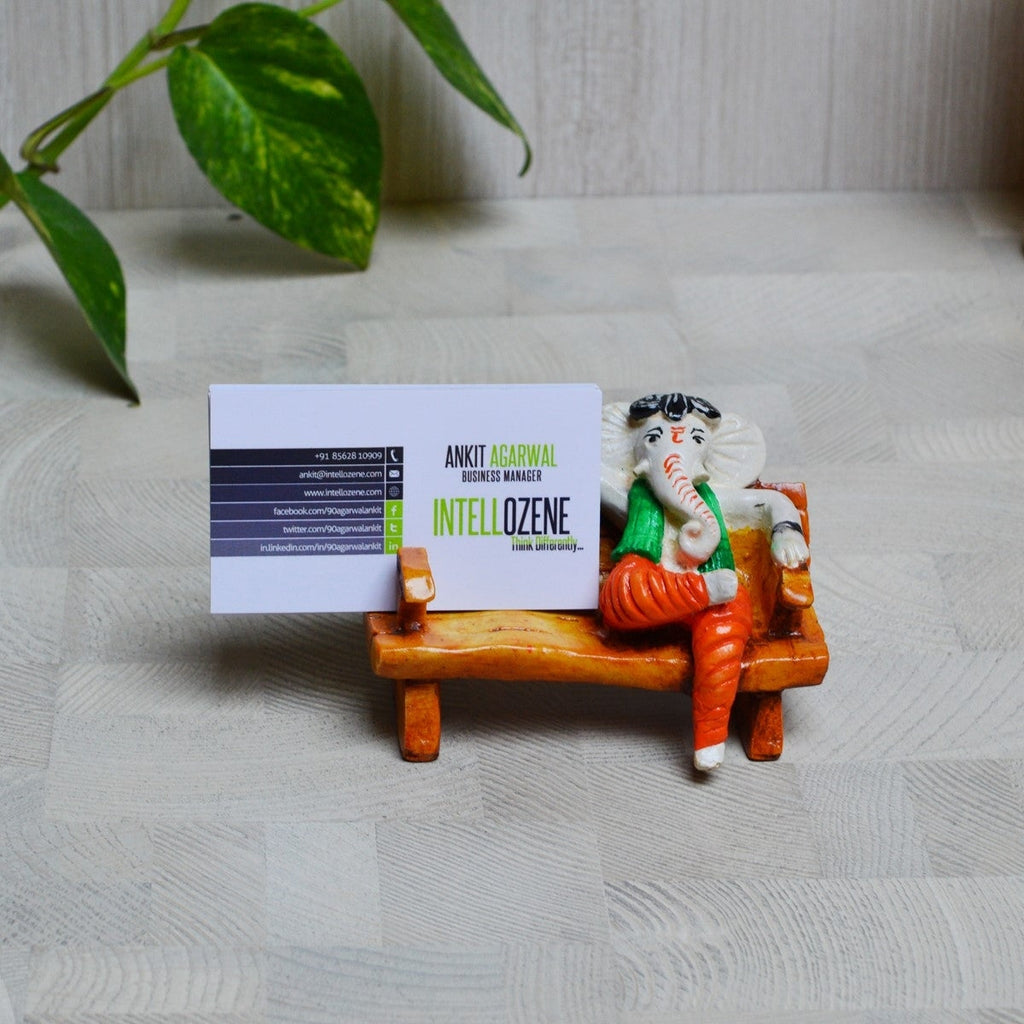 Polyresin Lord Ganesha in McDonald Style Visiting Card Holder Kafalo