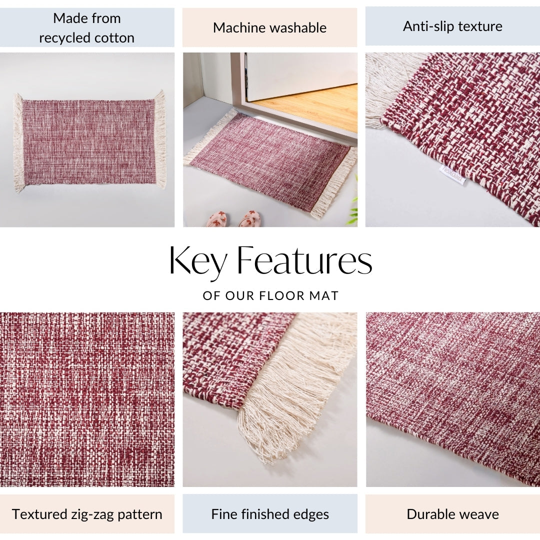 Crossweave Cotton Anti Slip Floor Mat Magenta 96x53cm Nestasia