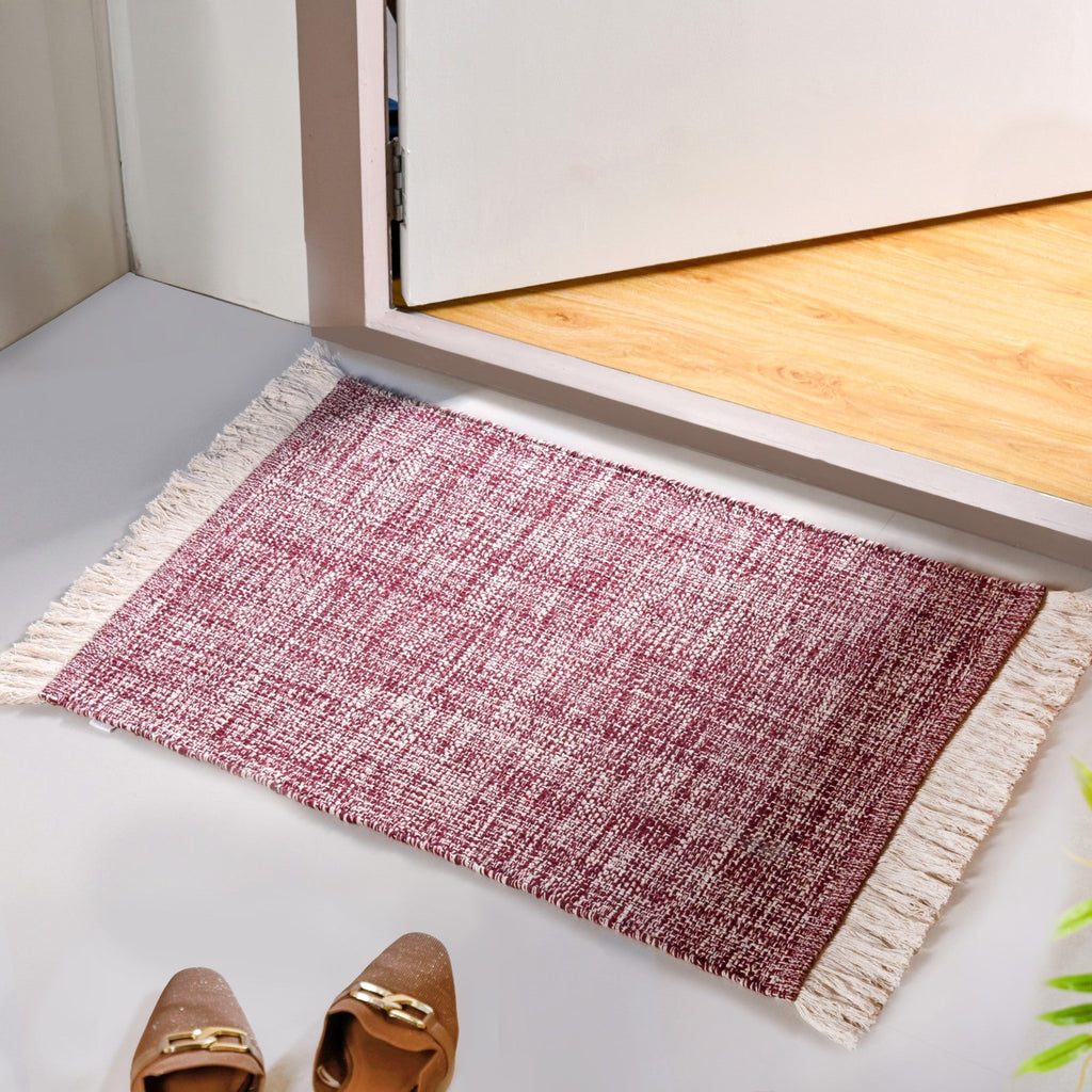 Crossweave Cotton Anti Slip Floor Mat Magenta 96x53cm Nestasia
