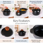 Maison Black Ceramic Clay Pot For Cooking 2200ml Nestasia