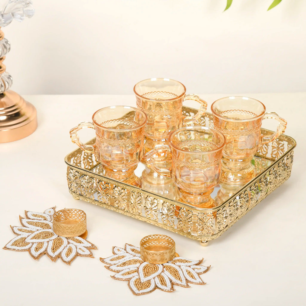 Golden Glass Gift Hamper Set of 4 Nestasia