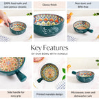 Mandala Melange Dish Bowl With Handle Green 600ml Nestasia