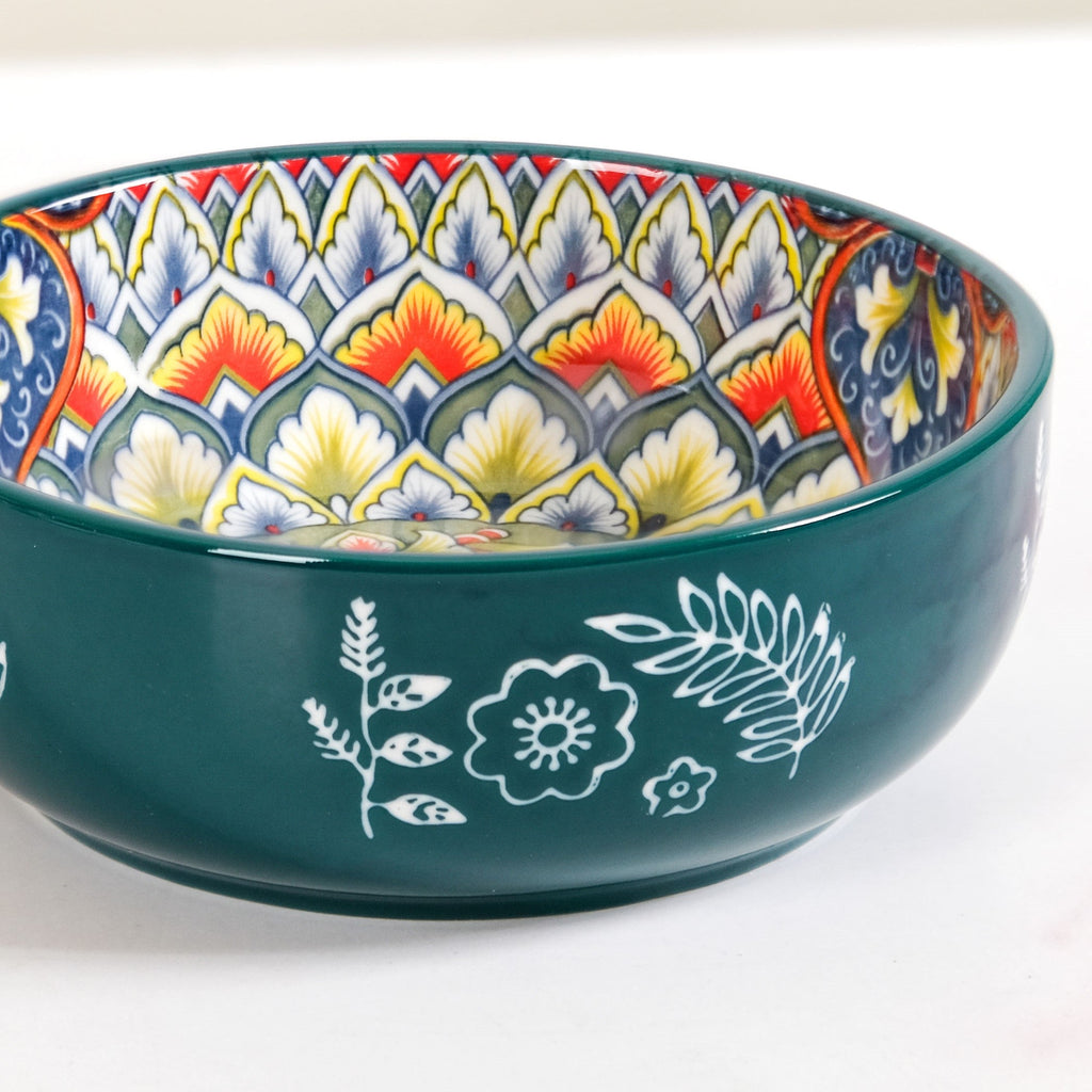 Mandala Melange Dish Bowl With Handle Green 600ml Nestasia