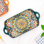 Mandala Melange Long Platter Dish Green Nestasia