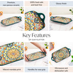 Mandala Melange Long Platter Dish Green Nestasia