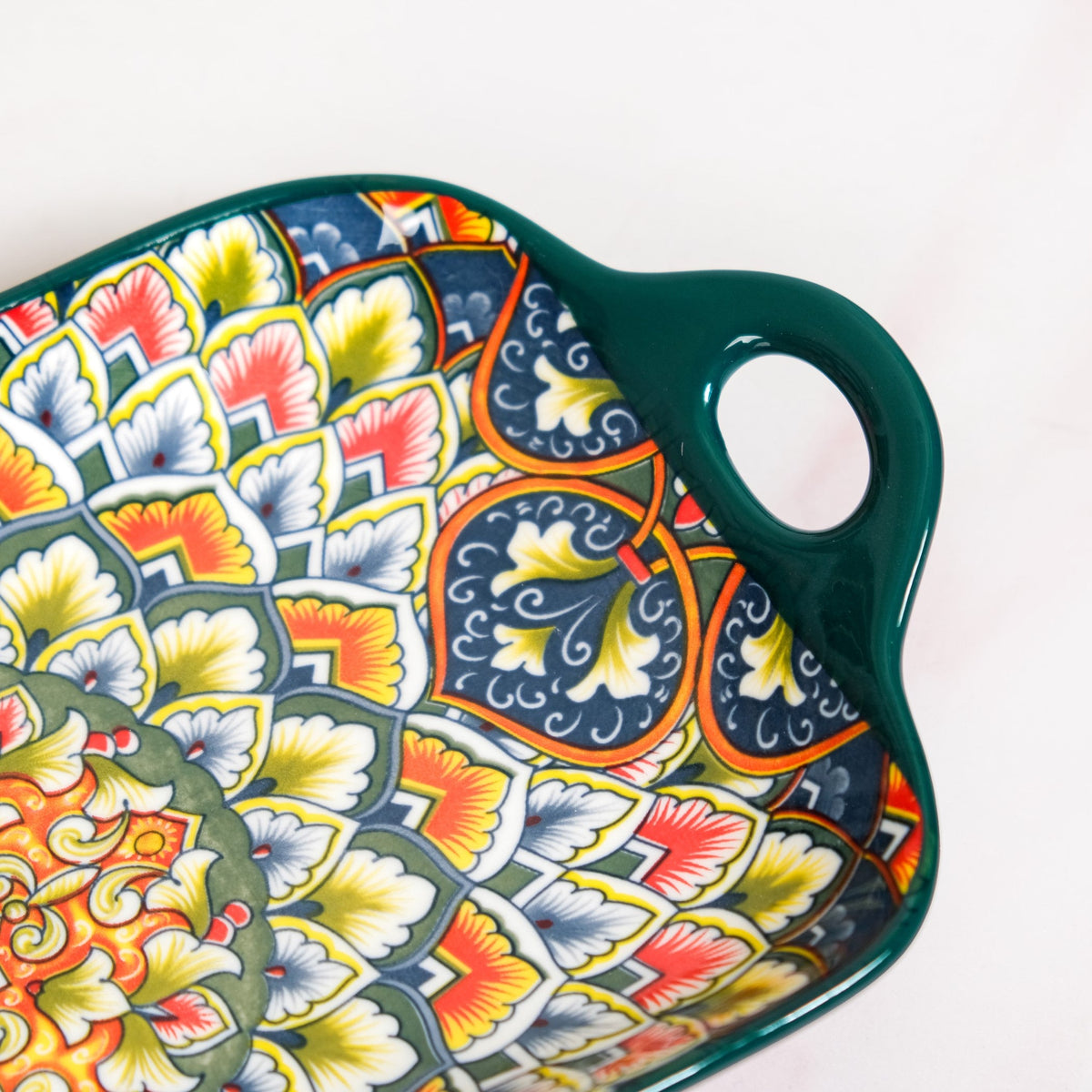 Mandala Melange Long Platter Dish Green Nestasia