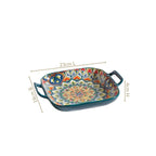 Mandala Melange Serving Platter With Handle Green Nestasia