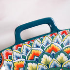 Mandala Melange Serving Platter With Handle Green Nestasia