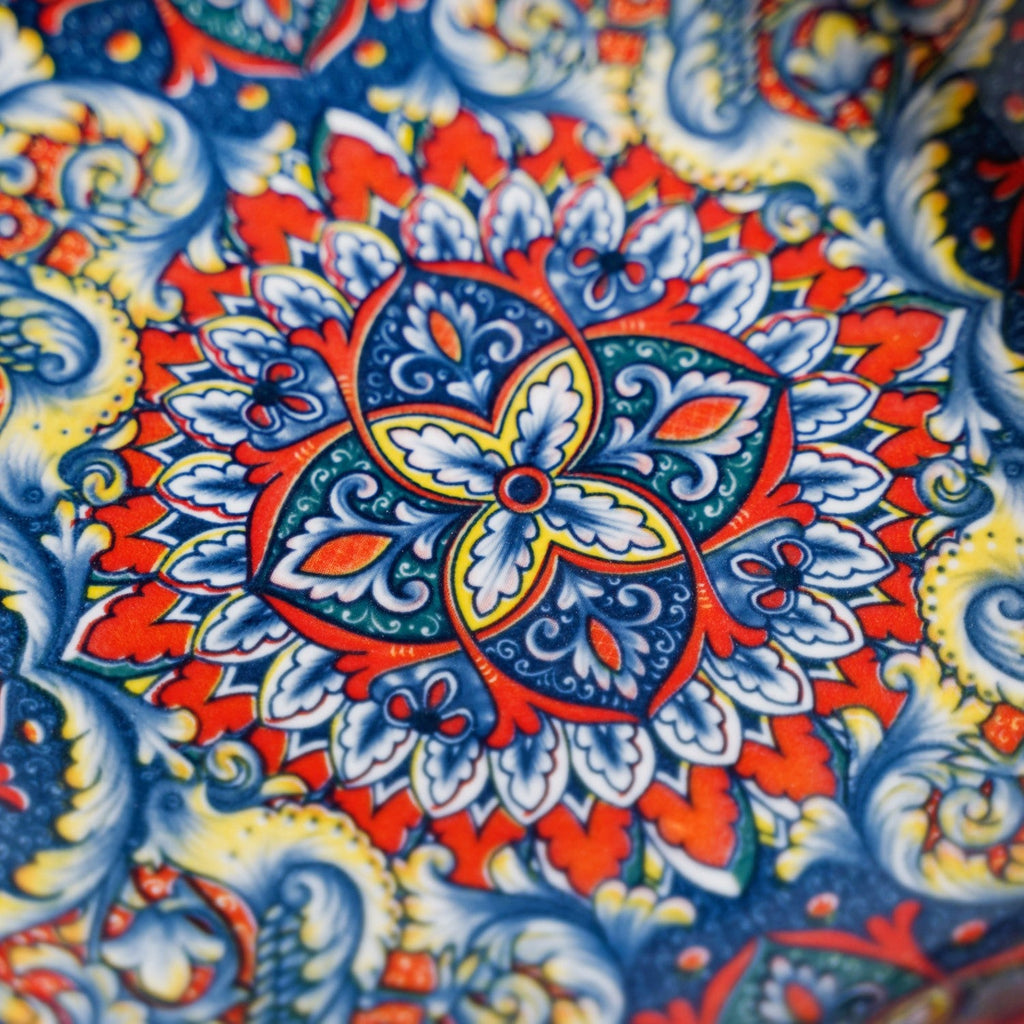 Mandala Melange Serving Platter With Handle Red Nestasia