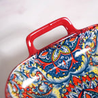 Mandala Melange Serving Platter With Handle Red Nestasia