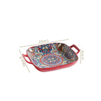 Mandala Melange Serving Platter With Handle Red Nestasia
