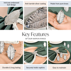 Mango Leaf Pure Brass Napkin Ring Set Of 6 Silver Nestasia