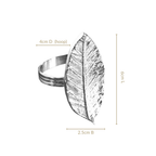 Mango Leaf Pure Brass Napkin Ring Set Of 6 Silver Nestasia