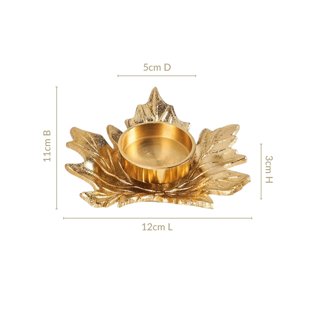 Maple Glow Aluminium Tealight Holder Set Of 2 In Festive Gift Box Nestasia