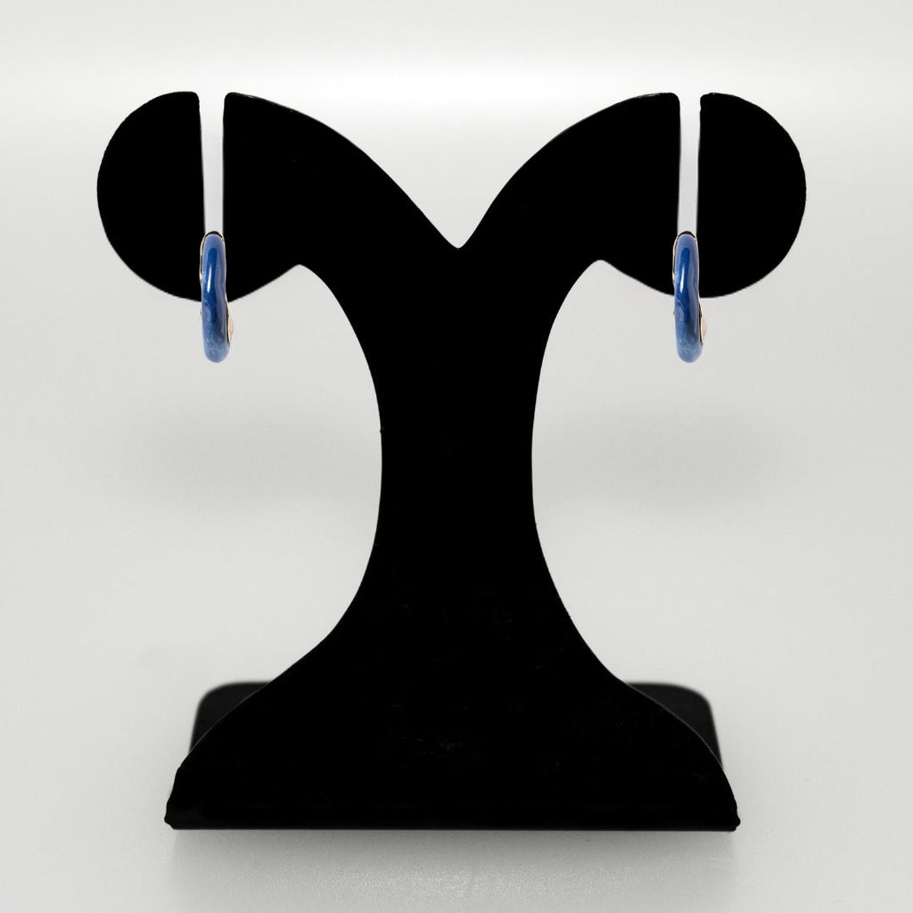 Marble Dreams Hoop Earrings Midnight Blue Nestasia