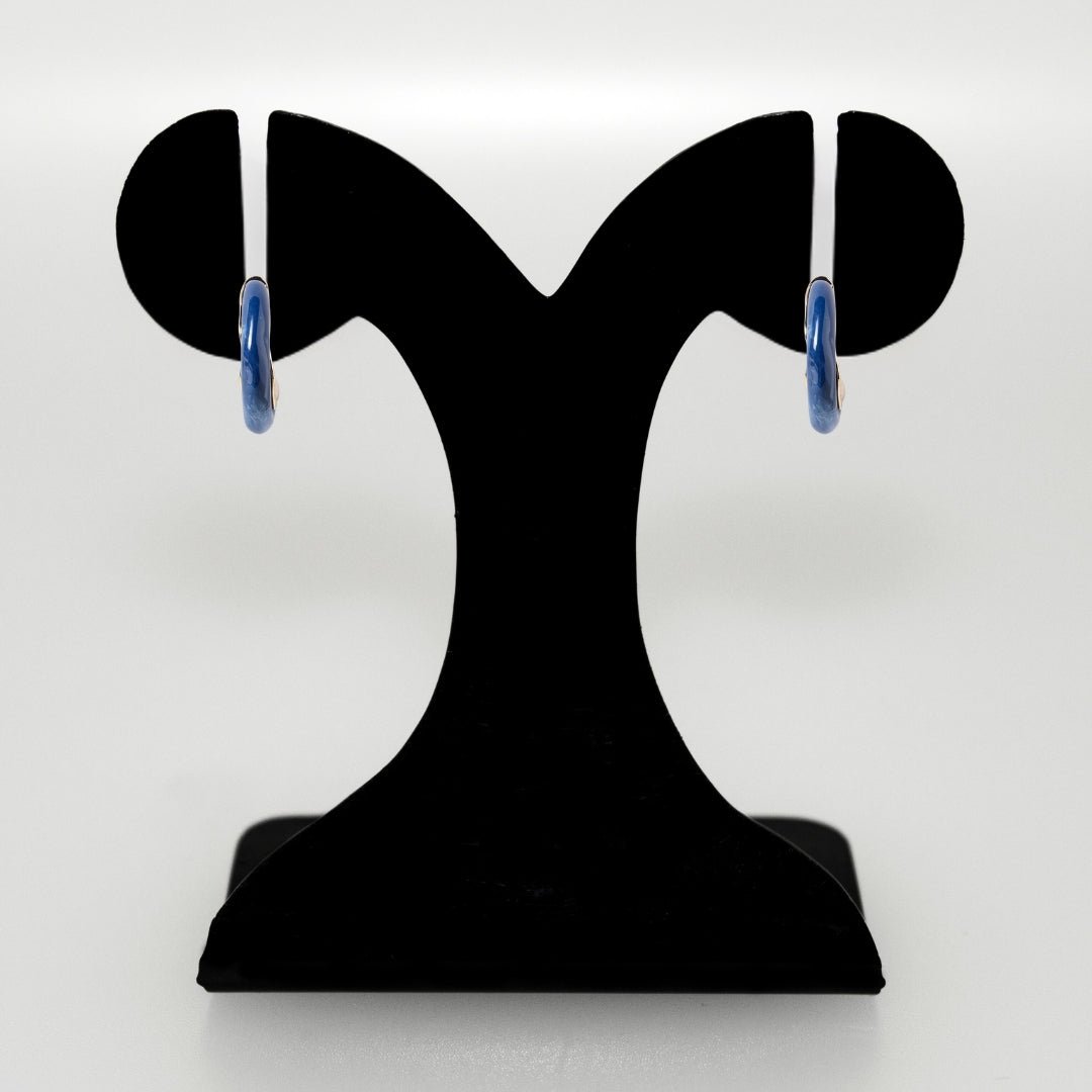 Marble Dreams Hoop Earrings Midnight Blue Nestasia