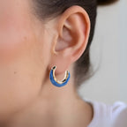 Marble Dreams Hoop Earrings Midnight Blue Nestasia